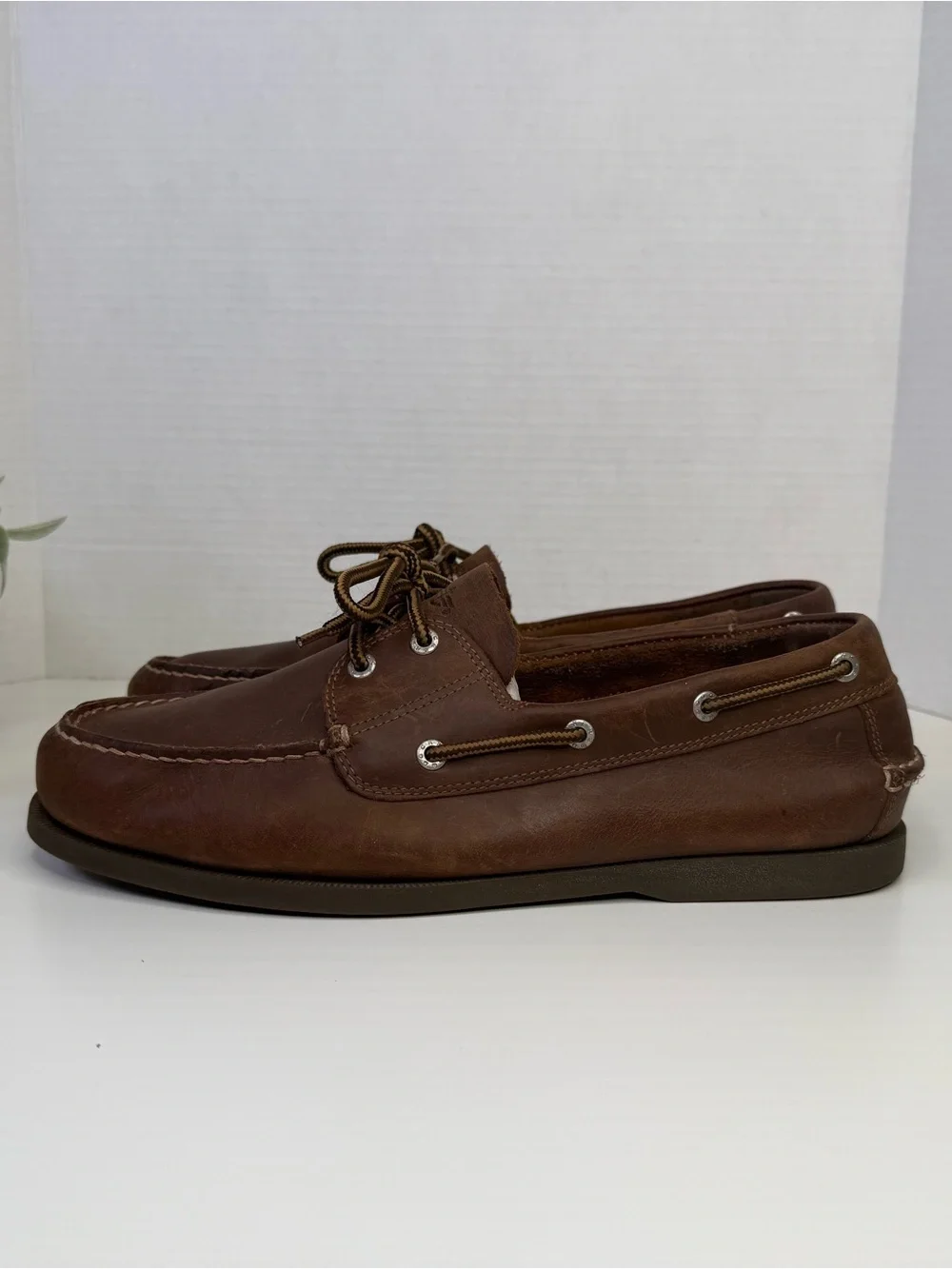 Dockers Mens Vargas Loafers Brown Leather Classic Lace Up Boat Shoes Size 11.5W